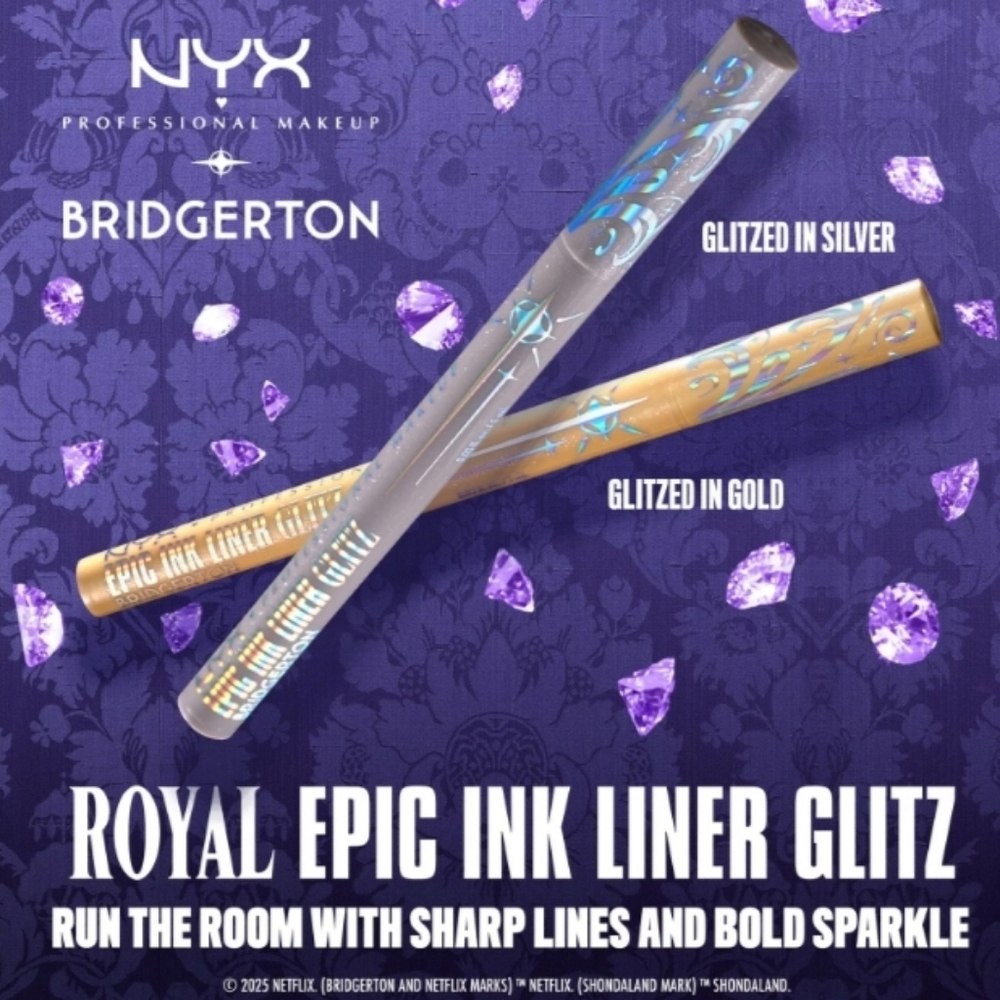 NYX Bridgerton Limited Edition Waterproof Eyeliners gold & silver Festival Ready